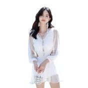 LFWN121100132 連體泳衣女新款韓國風平角保守泳衣女遮肚顯瘦性感溫泉游泳裝