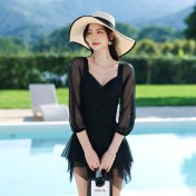 LFWN121100137 游泳衣女冬新款連體泳衣時尚韓國仙女范保守遮肚顯瘦溫泉泳裝