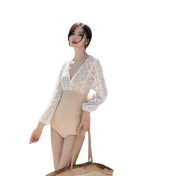 LFWN121100144 2025泳衣女新款韓國連體游泳衣女遮肚顯瘦保守溫泉度假泳裝