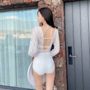 LFWN121100145 2025泳衣女夏季新款泳衣性感遮肚顯瘦連體比基尼保守溫泉游泳裝女
