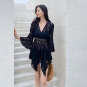 LFWN121100146 2025新款分體泳衣女三件套韓版遮肚保守性感游泳衣女沙灘度假泳裝