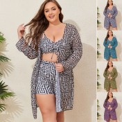 LYXN120100056 2026新款大碼肥婆泳衣分體高腰加肥比基尼三件套女士泳裝