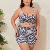 LYXN120100056 2026新款大碼肥婆泳衣分體高腰加肥比基尼三件套女士泳裝