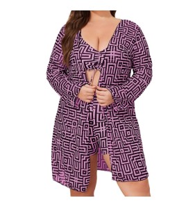 LYXN120100056 2026新款大碼肥婆泳衣分體高腰加肥比基尼三件套女士泳裝