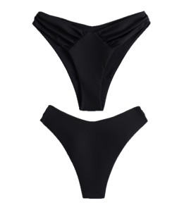 LYXN120100066 2026新款女士泳褲純黑高腰三角褲性感沙灘度假游泳褲