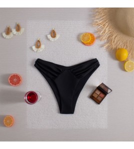 LYXN120100066 2026新款女士泳褲純黑高腰三角褲性感沙灘度假游泳褲