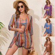 LYXN120100080 2026新款泳衣掛脖吊帶性感流蘇分體比基尼四件套泳裝