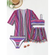 LYXN120100080 2026新款泳衣掛脖吊帶性感流蘇分體比基尼四件套泳裝