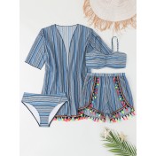 LYXN120100080 2026新款泳衣掛脖吊帶性感流蘇分體比基尼四件套泳裝