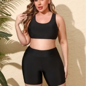 LYXN120100107 女士運動大碼長袖拉鏈開衫分體三件套泳衣女顯瘦