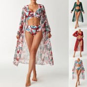 LYXN120100120 2026新款分體泳衣性感三件套高腰比基尼防曬罩衫女士泳裝