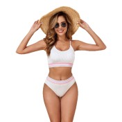 LYXN120100126 2026新款時尚撞色織帶泳衣性感深V高腰分體比基尼bikini