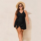 LYXN120100129 2026新款大碼肥婆泳衣純色連體裙式女士泳裝比基尼游泳衣