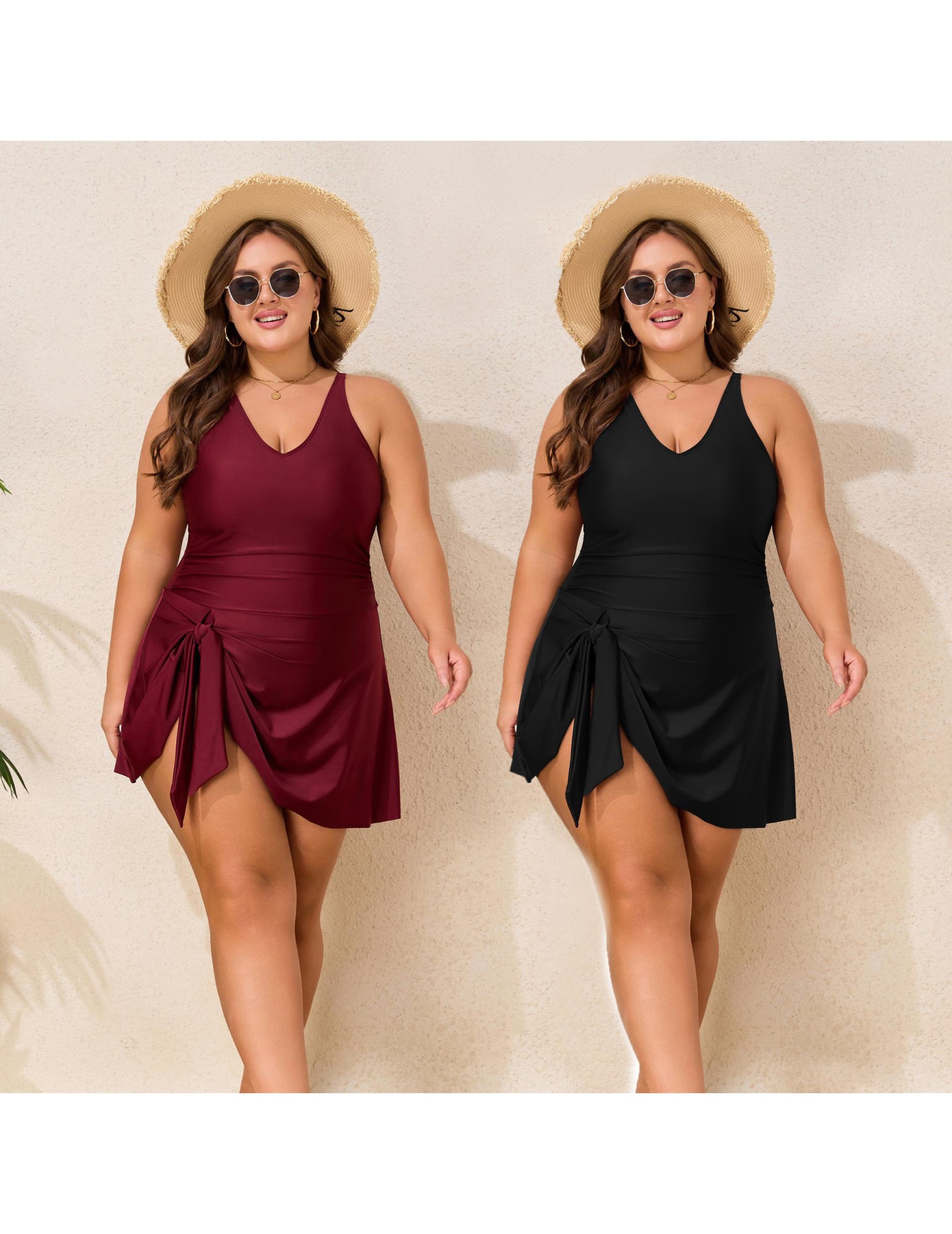 LYXN120100129 2026新款大碼肥婆泳衣純色連體裙式女士泳裝比基尼游泳衣