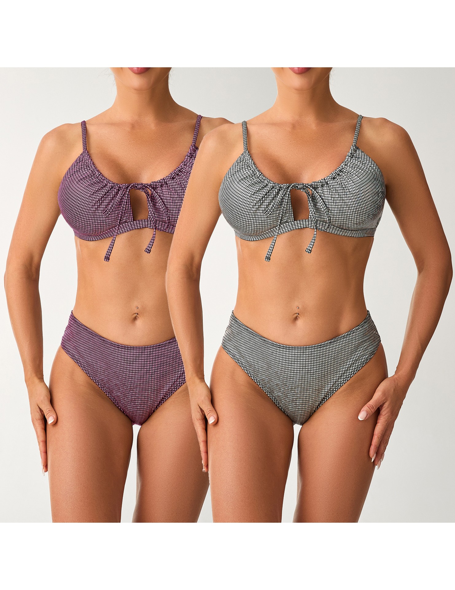 LYXN120100130 2026新款分體泳衣燙金面料鏤空高腰性感比基尼泳裝bi