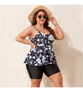 LYXN120100132 2026年新款大碼肥婆泳衣裙式吊帶女士泳裝運動露背比基尼