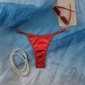 LYXN120100140 2026新款泳褲女士三角褲性感純色燙金丁字褲泳褲
