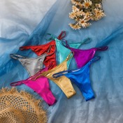 LYXN120100140 2026新款泳褲女士三角褲性感純色燙金丁字褲泳褲