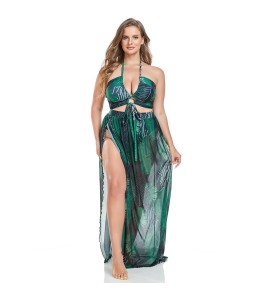 LYXN120100152 2026新款大碼肥婆印花三件套比基尼女士泳裝泳衣