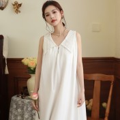 PRDN121100072 寬肩帶吊帶睡裙女夏法式風蕾絲舒適睡衣長款帶胸墊可外穿家居服棉