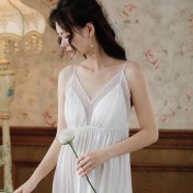 PRDN121100073 吊帶睡裙女夏棉宮廷風性感舒適蕾絲公主睡衣胸墊繡花可外穿家居服