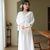 PRDN121100074 長袖睡裙棉春季舒適法式宮廷風長款睡衣柔軟可外穿甜美家居服秋冬