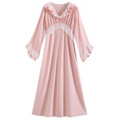 PRDN121100074 長袖睡裙棉春季舒適法式宮廷風長款睡衣柔軟可外穿甜美家居服秋冬