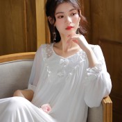 PRDN121100077 長袖網紗睡裙女春甜美宮廷風氣質蕾絲公主睡衣寬松可外穿家居服秋