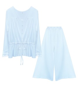 PRDN121100078 長袖睡衣睡褲兩件套棉宮廷復古風蕾絲公主寬松可外穿家居服套裝秋