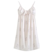 PRDN121100080 薄款吊帶睡裙女夏季印花宮廷風短款冰絲睡衣裙帶胸墊可外穿家居服