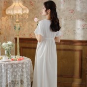 PRDN121100082 短袖睡裙棉女夏宮廷風蕾絲公主睡衣甜美透氣柔軟舒適可外穿家居服