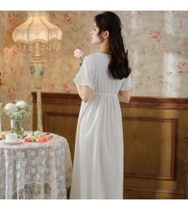 PRDN121100082 短袖睡裙棉女夏宮廷風蕾絲公主睡衣甜美透氣柔軟舒適可外穿家居服