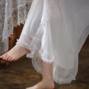 PRDN121100087 短袖網紗睡裙女夏宮廷復古風繡花蕾絲公主睡衣春胸墊外穿家居服秋