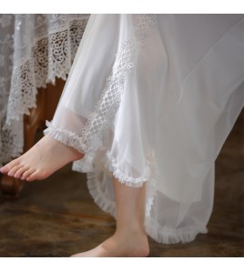 PRDN121100087 短袖網紗睡裙女夏宮廷復古風繡花蕾絲公主睡衣春胸墊外穿家居服秋