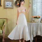 PRDN121100089 吊帶睡裙女夏棉宮廷風高貴蕾絲舒適睡衣長款吊帶裙胸墊外穿家居服