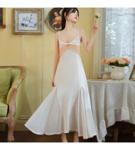 PRDN121100089 吊帶睡裙女夏棉宮廷風高貴蕾絲舒適睡衣長款吊帶裙胸墊外穿家居服