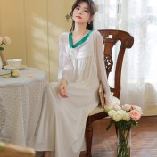 PRDN121100091 長袖睡裙棉春中國風氣質古風大碼睡衣女透氣舒適柔軟可外穿家居服