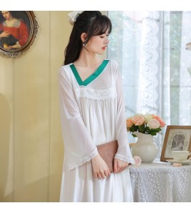 PRDN121100091 長袖睡裙棉春中國風氣質古風大碼睡衣女透氣舒適柔軟可外穿家居服