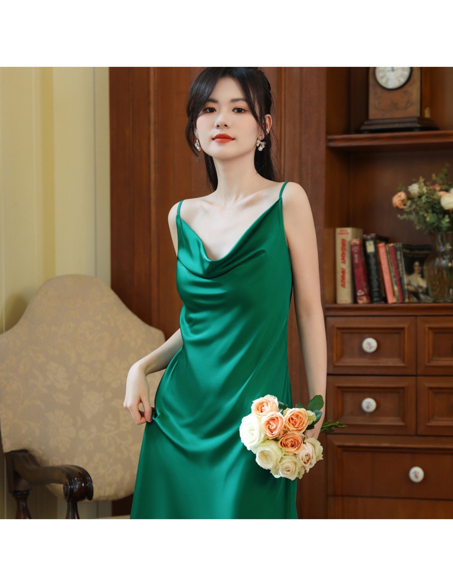 PRDN121100092 吊帶睡裙女夏仿真絲性感宮廷風家居服舒適冰絲睡衣氣質長款吊帶裙