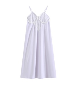 PRDN121100101 吊帶睡裙女夏季法式性感蕾絲純欲長款睡衣裙帶胸墊可外穿家居服棉