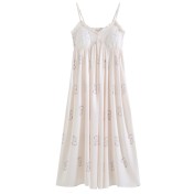 PRDN121100102 薄款吊帶睡裙女夏季可愛宮廷風長款冰絲睡衣裙帶胸墊可外穿家居服