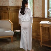 PRDN121100104 長袖睡衣套裝仿真絲宮廷復古風寬松冰絲外穿胸墊家居服三件套秋冬