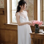 PRDN121100105 吊帶睡裙女夏棉宮廷風性感舒適蕾絲公主睡衣胸墊繡花可外穿家居服