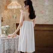PRDN121100105 吊帶睡裙女夏棉宮廷風性感舒適蕾絲公主睡衣胸墊繡花可外穿家居服