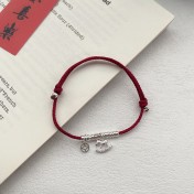 SATN122100001 S925純銀馬上有錢盤纏紅繩手鏈女小眾新中式國風本命年生肖手繩