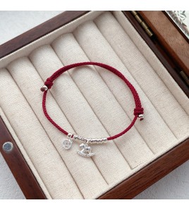 SATN122100001 S925純銀馬上有錢盤纏紅繩手鏈女小眾新中式國風本命年生肖手繩