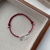 SATN122100001 S925純銀馬上有錢盤纏紅繩手鏈女小眾新中式國風本命年生肖手繩