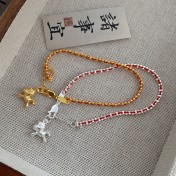 SATN122100003 S925純銀新年氛圍感獨特小馬紅繩手鏈女簡約氣質本命年生肖手飾