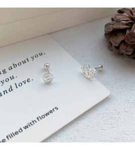 SATN122100004 S999足銀鏤空木馬銅錢耳釘女簡約可愛輕奢新中式本命年生肖馬耳環