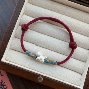 SATN122100005 S999足銀馬上有錢編織紅繩手鏈女新中式設計生肖本命年馬年手飾